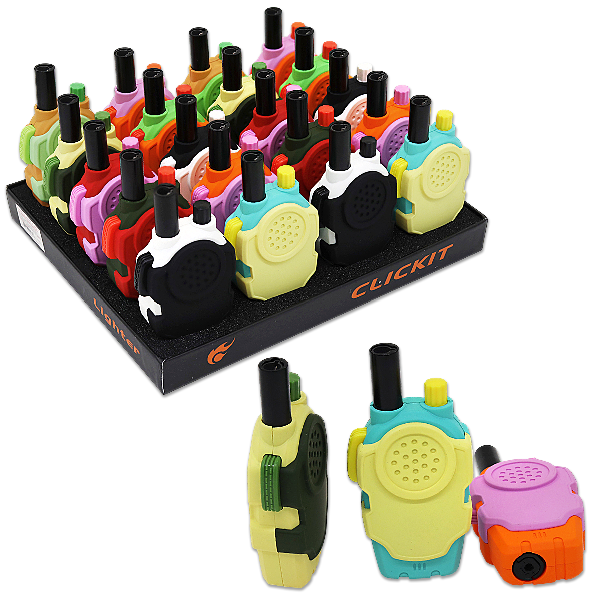 Clickit Walkie Talkie Torch Lighters (GH-5270) | 20 Count Display - image 1 of 2